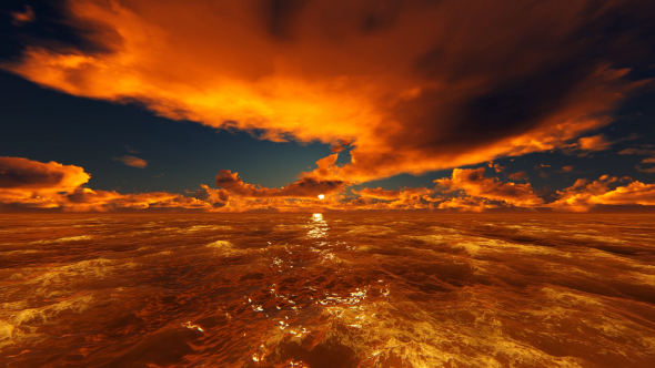 Fly Over the Ocean at Sunset alt