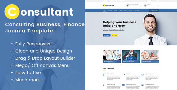 Doradztwo biznesowe, finanse Szablon Joomla - Konsultant