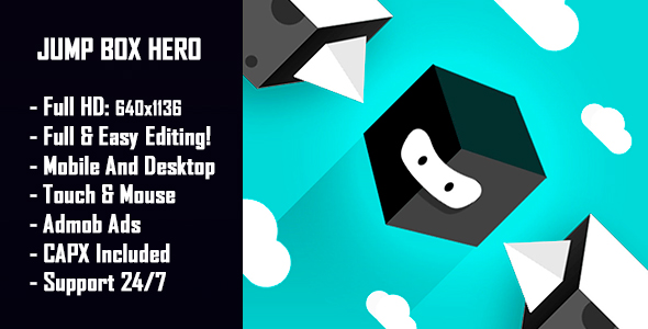 Jump Box Hero - gra HTML5 + wersja mobilna! (Construct 2 / Construct 3 / CAPX)