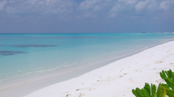 Perfect Wild Sandy Maldives Beach with Turquoise Sea View