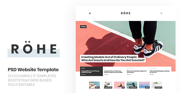 Rohe: PSD Template for Typographic Blog