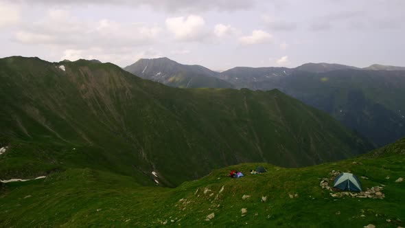 Tourist Near His Tent in Spring Mountains