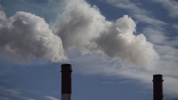 Smoke Comes From the Chimney. Air Pollution. Slow Motion. Ecology. Kyiv. Ukraine