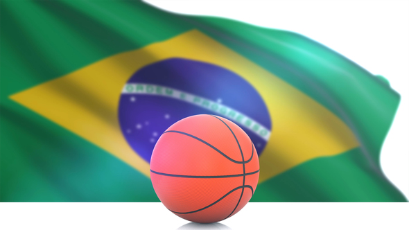 Basketball with Brazil Flag