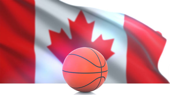 Basketball with Canada Flag