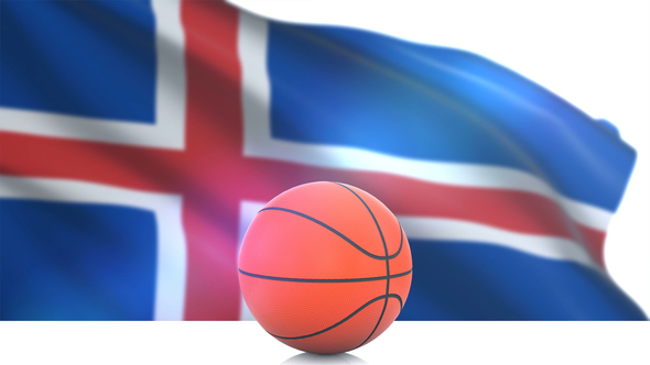 Basketball with Iceland Flag