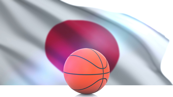 Basketball with Japan Flag
