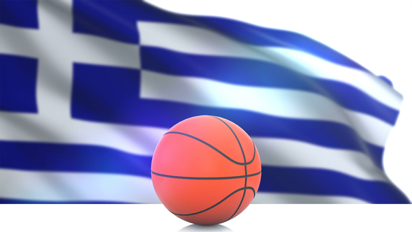Basketball with Greece Flag