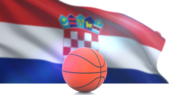 Basketball with Croatia Flag