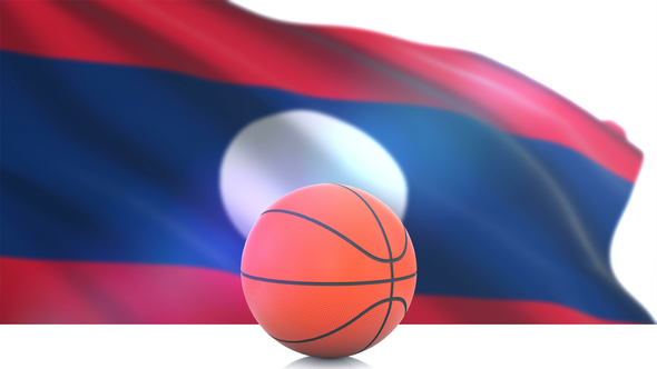 Basketball with Laos Flag alt