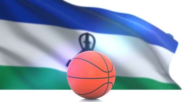 Basketball with Lesotho Flag