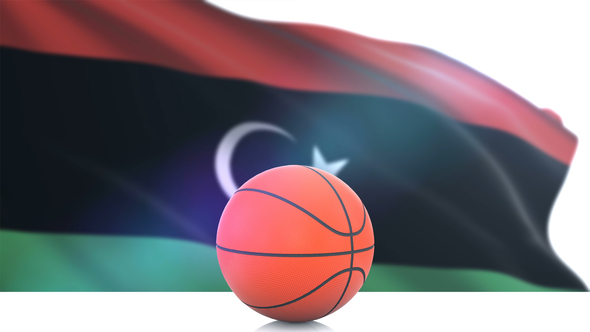Basketball with Libya Flag