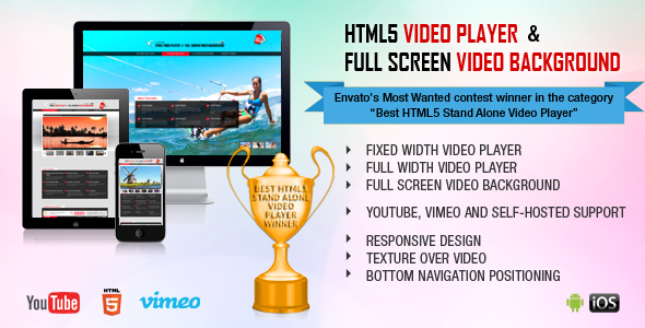 Odtwarzacz wideo HTML5 i tło wideo FullScreen