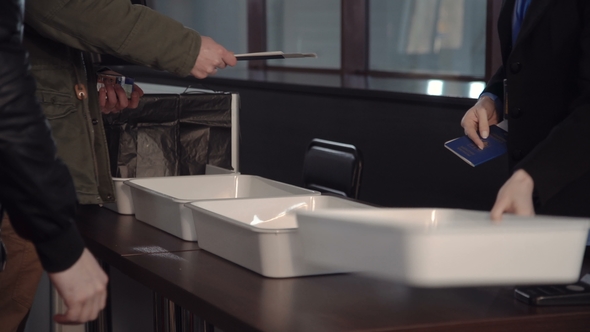 Personal Belongings in a Tray at the X-ray Scanner