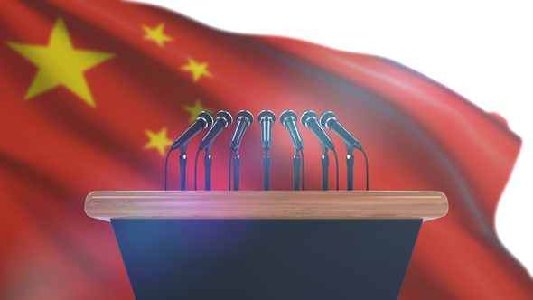 Speech Podium with China Flag alt
