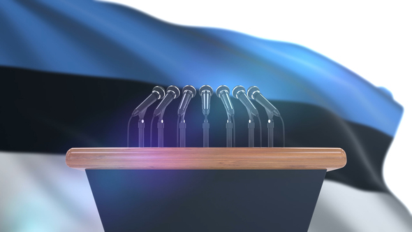 Speech Podium with Estonia Flag alt