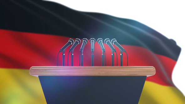 Speech Podium with Germany Flag alt