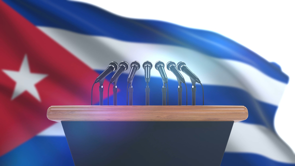 Speech Podium with Cuba Flag alt