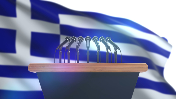 Speech Podium with Greece Flag alt