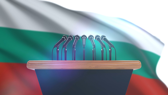 Speech Podium with Bulgaria Flag alt