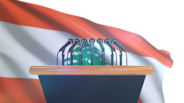 Speech Podium with Lebanon Flag alt