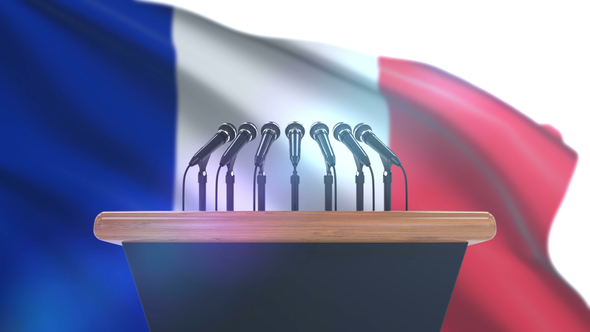 Speech Podium with France Flag alt