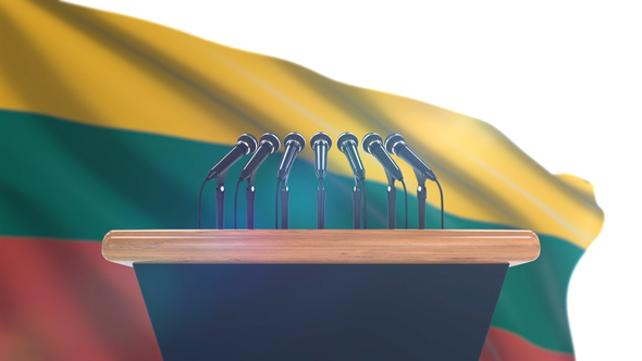 Speech Podium with Lithuania Flag alt