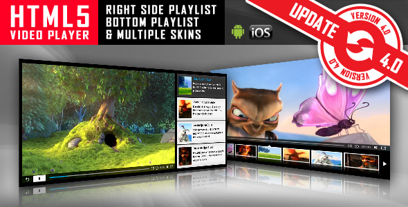 HTML5 Video Player with Playlist & Multiple Skins