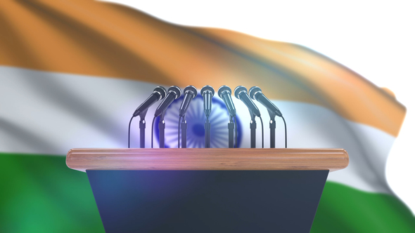 Speech Podium with India Flag alt