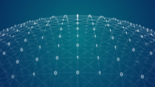 Digital Binary Data Grid on Spherical Surface alt