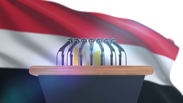 Speech Podium with Egypt Flag