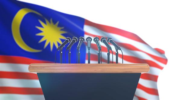 Speech Podium with Malaysia Flag alt