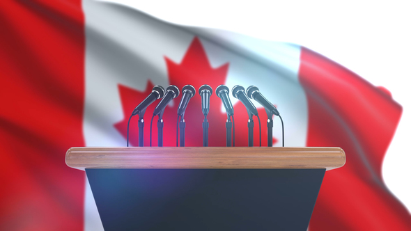 Speech Podium with Canada Flag alt