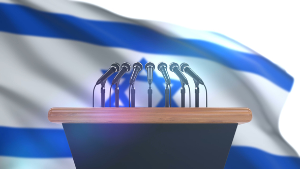 Speech Podium with Israel Flag alt