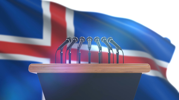 Speech Podium with Iceland Flag alt