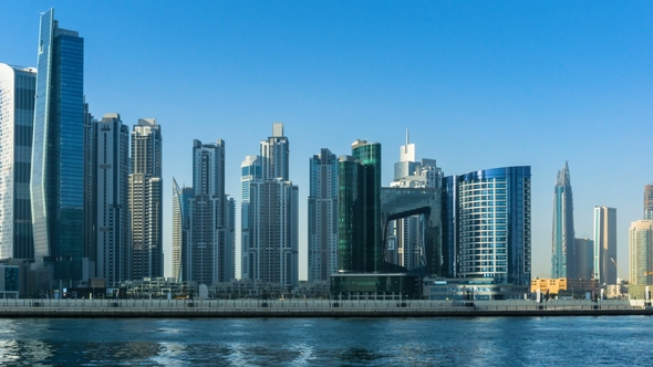 Panoramic View of Business Bay, Commercial, Residential and Business Cluster Along a New Extension