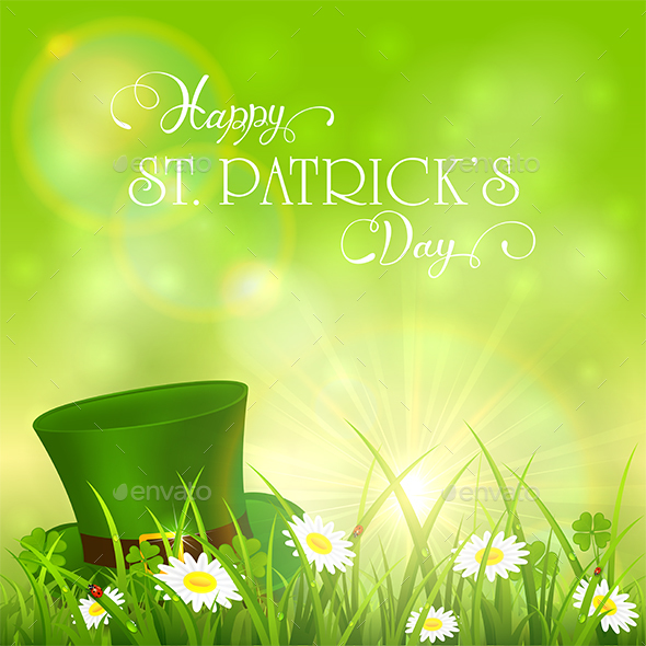 Patrick Day Background and Green Hat in Grass