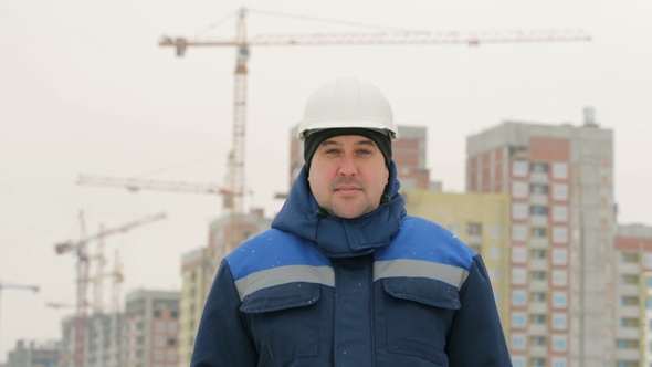 Foreman on Background of Major Construction Project