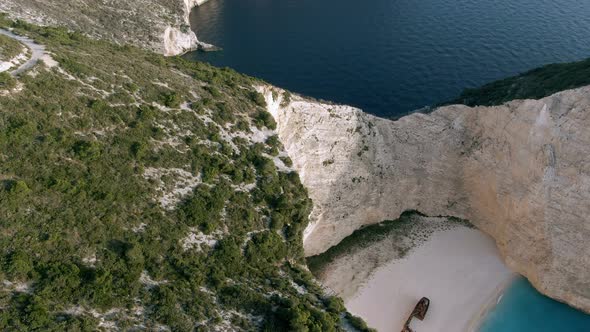 Ship in the Bay Navagio 4K