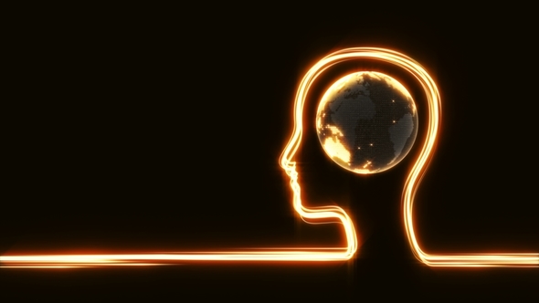 Man's Head with Globe alt