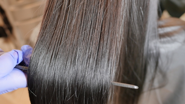 Keratin Straightening and Hair Restoration. Strengthening and Treatment with Botox.