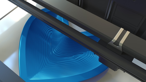 Printing Plastic Blue Heart Shape with a 3D Printer alt