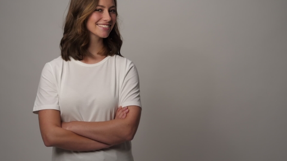 Smiling Girl in White T-shirt