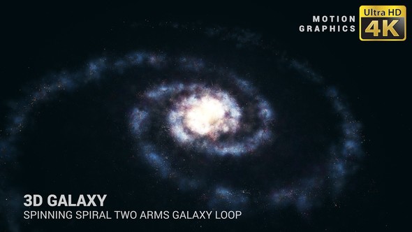 3D Galaxy | Spinning Spiral Two Arms Galaxy Loop