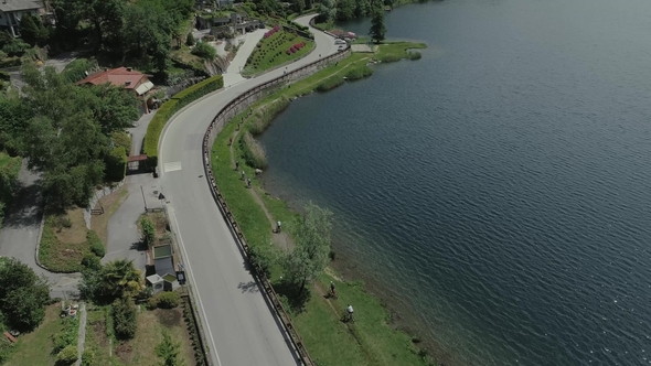 Bicycle Sumer Italy Italian Riviera Houses Drone Flight Near the Mountains, Italy Lake, Drone  Natur