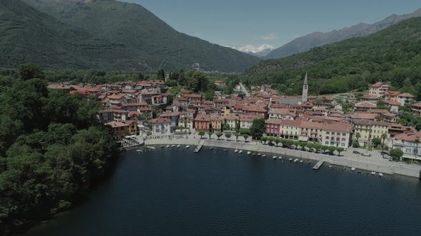 Bicycle Sumer Italy Italian Riviera Houses Drone Flight Near the Mountains, Italy Lake, Drone  Natur