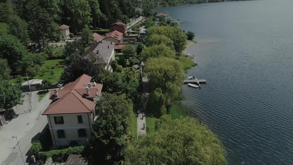 Bicycle Sumer Italy Italian Riviera Houses Drone Flight Near the Mountains, Italy Lake, Drone  Natur