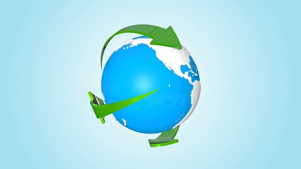 Rotating Glass Earth Planet Globe and Arrows