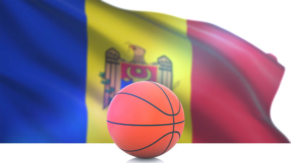 Basketball with Moldova Flag alt
