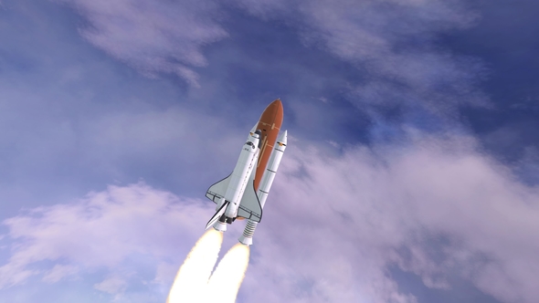 Space Shuttle Launching Over Earths Atmosphere alt